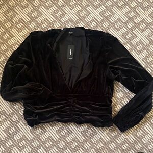 Express Black Velvet Blouse